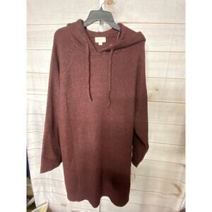 NWT State of Day Women's L Oversized  Burgundy Acrylic Sweater Dress Hooded